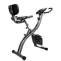 Exercise Bike Stationary bike, Ultra-Quiet Folding Indoor Cycling Bike with 8-Level Resistance, Arm Resistance Band, High Backrest, LCD Monitor, Workout bike for Home Men Women and Seniors