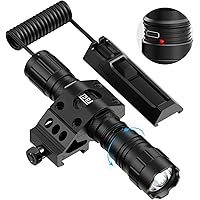 Feyachi 1500 Lumen LED Tactical Flashlight Rechargeable IPX7 Protection 4 Modes Weapon Light Picatinny Rail Flashlight Included with Pressure Switch