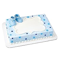 DecoSet® Blue Baby Booties Cake Decoration, 1 Piece Cake Topper, For Baby Shower, Birthday, Baby Celebration, Food Safe Molded Plastic, Post-Party Keepsake