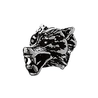 NKlaus hair jewellery beard bead wolf head with large opening 925 sterling silver 6442