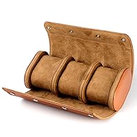 Watch Roll Travel Case - Handmade Leather Watch Rolls Box for Man - Travel Watch Roll with Velvet to Protection - Watch Roll Organizer to Home Secure Storage