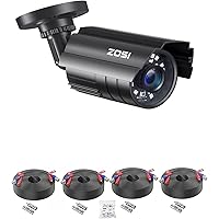 ZOSI 1080P HD-TVI Security Camera for Home Office Surveillance CCTV System, 80ft Night Vision,IP67 Weatherproof with 4 Pack 100ft(30M) All-in-One Video Power Cable