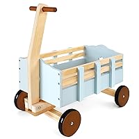 PairPear Kids Wagon Toy,Wooden Toys Cargo Walker Cart Wagon Stroller,Toddler Push and Pull Baby Walker Gift for Babies Boys and Girls