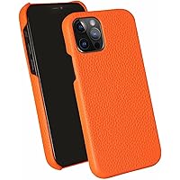 Case for iPhone 14/14 Pro/14 Pro Max/14 Plus, Genuine Leather Shockproof Case with Camera Protection Slim Fit Hard Shell Anti-Fingerprint Case (Color : Orange, Size : 14 Pro Max 6.7