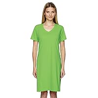 Ladies 100% Cotton Jersey Short Sleeve V-Neck Swim Cover-up Dress (3522)