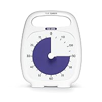 TIME TIMER PLUS 120 Minute Desk Visual Timer Countdown Timer with Portable Handle for Classroom, Office, Homeschooling, Study Tool, with Silent Operation (White)