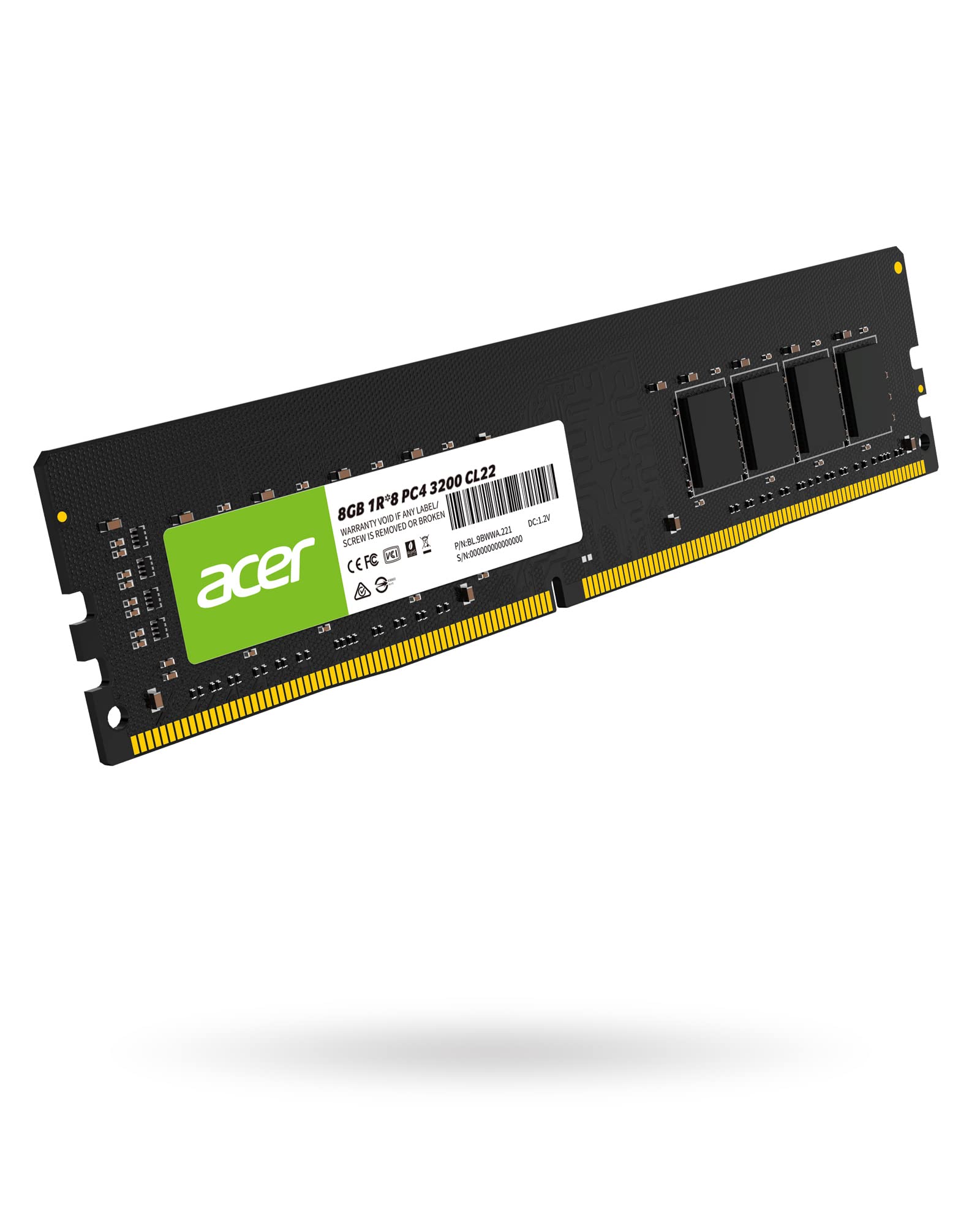 Acer UD100 8GB Single RAM 3200 MHz DDR4 CL22 1.2V Desktop Computer Memory - BL.9BWWA.222