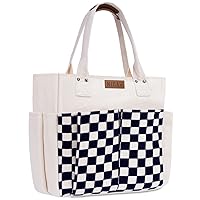 Nicav Canvas Tote Bags for Women, Large Utility Tote Bags with Pockets Zip Top for Teacher Nurse Work