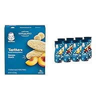 Baby Teething Snacks and Puffs Variety Pack (8 Pack) | Gentle Teething Wafers with Banana Peach and Strawberry Apple & Banana Puffs