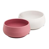 NumNum Suction Bowls | Extra Strong Suction | Non-Slip Design | Durable 100% Food Grade Silicone BPA-Free | for Babies & Toddlers 4 months+, 2 Baby Bowls (Mauve/White)