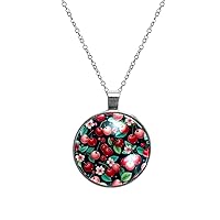 Art Sunset Mountains Crystal Glass Necklace, Stainless Steel Stone Pendant Necklace Gemstone pendants Jewelry Gifts for Women Girls