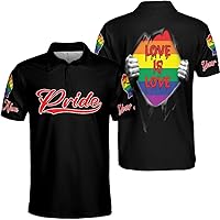 Personalized Name LGBT Men & Women Polo Shirt S-5XL, LGBT Polo Shirt Mens, LGBT Shirts for Women (Style 2, Bird-Eye Pique) Multi