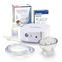 NASONEB* Sinus Therapy System Starter Kit with Bonus Nebulizer Cup and Tubing Set, and 30ml Moisturizing Nasal Solution Bundle - Nasal Irrigation and Treatment Delivery for 2