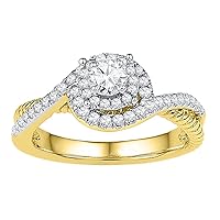 The Diamond Deal10kt Yellow Gold Womens Round Diamond Solitaire Bridal Wedding Engagement Ring 3/8 Cttw