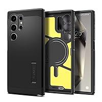 Spigen Tough Armor MagFit Designed for Galaxy S24 Ultra Case, [Military-Grade Protection] [Kickstand] Compatible with MagSafe (2024) - Black