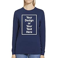 SupaSoft Apparel Personalized Long Sleeve T-Shirt for Women Adult Custom Tee Add Your Text Photo Ladies Crewneck