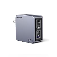 UGREEN Nexode Pro 160W USB C Charger, 4-Port PD 3.1 GaN Compact Fast PPS Wall Charger for MacBook Pro 16'' M2, Pixelbook, Dell XPS, iPad Pro, iPhone 15 Pro/14, Galaxy S23, Pixel 8, Steam Deck
