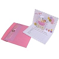 Homeford Baby Shower Girl Pop-Up Invitations, Pink, 6-3/4-Inch, 10-Count