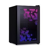 Newair | 85 Can Beverage Fridge with LED Color Changing Door | Prismatic Series Beverage Refrigerator with RGB HexaColor LED Lights, Mini Fridge for Gaming, Game Room, Party Festive Holiday Fridge
