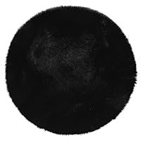 12 Inch Faux Fur Rug Round White Area Rug Soft Fuzzy Carpet Washable Chair Cover Seat Pad for Bedroom Living Room Kids Room Decor (Black)
