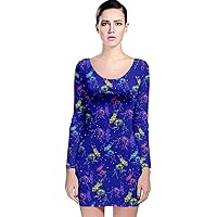 CowCow Womens Tyrannosaurus Triceratops Rex Dinosaur World Party Long Sleeve Velvet Bodycon Dress