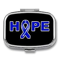 Hope Colon Cancer Ribbon Portable Pill Box 2 Compartment Medicine Pill Case Travel Pill Organizer for Pocket Purse