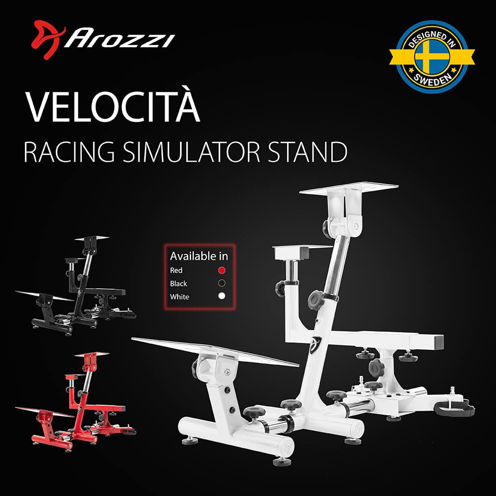 Arozzi Velocita Universal Racing Simulator Cockpit Compatible with Most Racing Sim Gear and Gaming Chairs Collapsible Telescopic and Portable - White