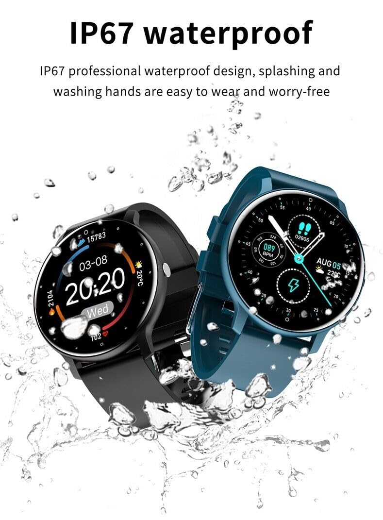 for Samsung Galaxy Z Flip 5G FK Trading Smart Watch, Fitness Tracker Watches for Men Women, IP67 Waterproof HD Touch Screen Sports, Activity Tracker with Sleep/Heart Rate Monitor - Black