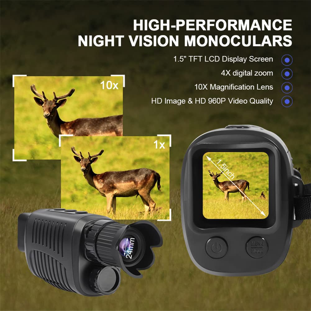 SKYXIU R7 Digital Night Vision Monocular,Night Vision Monocular Goggles,Full High Definition 1080p Sensor,Travel Infrared Monoculars Save Photos & Videos for Hunting