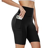 AMIYOYO Women's Cycling Shorts with Pockets High Waist Sports Trousers Short Leggings Opaque Sports Shorts Stretchy Hot Pants Comfortable for Summer Yoga Fitness Gym