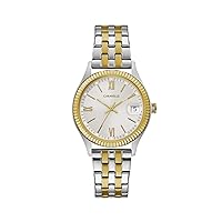 Bulova Ladies' Dress Quartz Two-Tone Stainless Steel Watch, Silver-White Dial Style: 45M112