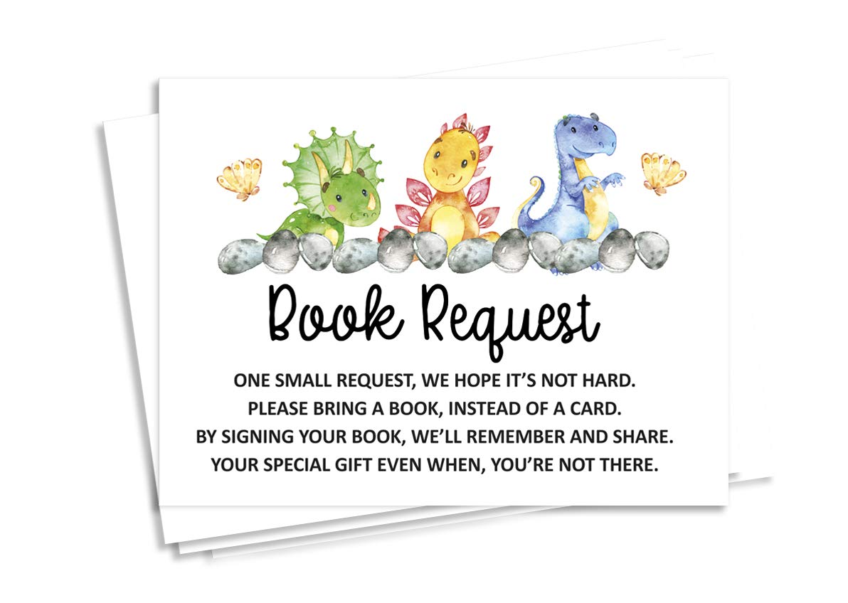 Inkdotpot 30 Dinosaur Jungle Animals Baby Shower Book Request Cards Bring A Book Instead of A Card Baby Shower Invitations Inserts Games