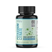 Potassium Citrate 800 mg High Absorption - 60 Servings Supports Electrolyte Balance, Kidney and Bone Health