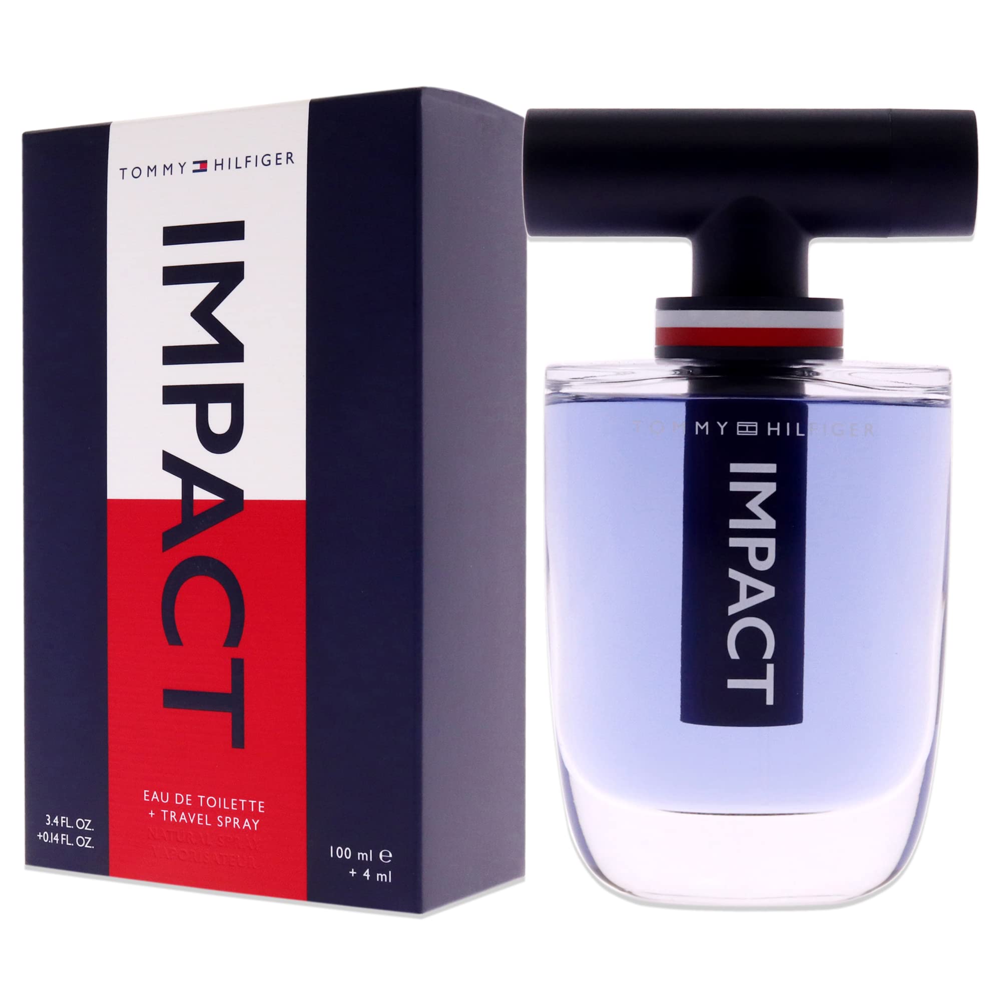 Tommy Hilfiger Impact Men 3.4oz EDT Spray, 4ml (Mini) Travel Spray 2 Pc Gift Set