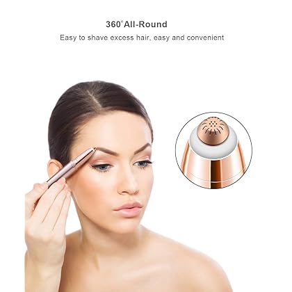 Painless Eyebrow Hair Remover for Women,Portable Eyebrow Trimmer Razor with LED Light,Lipstick-Sized Eye brow Epilator,Facial Hair Shaver For Good Finishing (Rose Gold)
