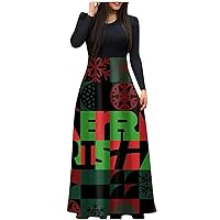Christmas Party Dress Women's Casual Christmas Print Round Neck Long Sleeve Oversized Oversized Dresses