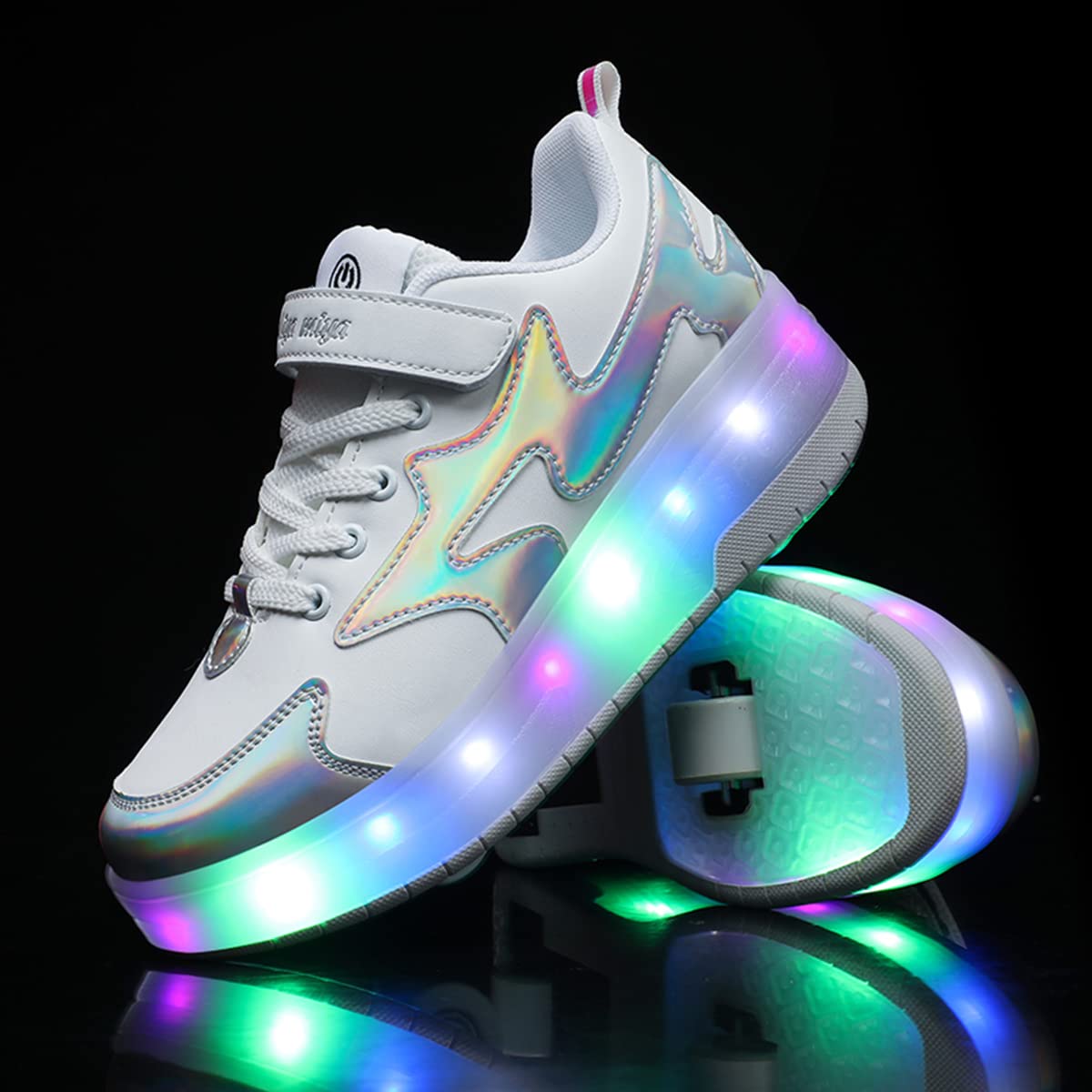 BFOEL Kids Roller Skates Light up Shoes with Double Wheel Shoes LED USB Charging Roller Sneakers for Girls Boys Birthday Christmas Day Best Gift