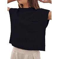 Soft Fabric Breathable Stretchy Turtleneck Knitted Sleeveless Crop Top Fall Winter Fashion
