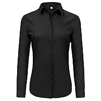 Super Soft Wrinkle Free Button Down Shirts for Women Solid Short/Long Sleeve Striped Formal Work Dress Blouses Tops