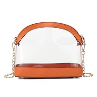 SUKUTU Clear PVC Cross Body Bag for Women with Vegan Leather Trim Stadium Approved See Through Concerts Sports Shoulder Bag