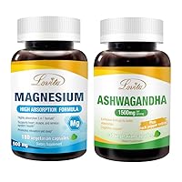 Triple Magnesium Cmplex + Ashwagandha Bundle. 3X Absorption Vegan Magnesium Complex with KSM-66 Ashwagandha with at Least 5% high Withanolide. Support Relaxation and Stress Relief.