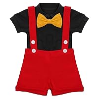 IBTOM CASTLE First Birthday Cake Smash Mouse Outfits for Baby Boys Gentleman Formal Suit Bowtie Bib Pants Tuxedo Clothes Set