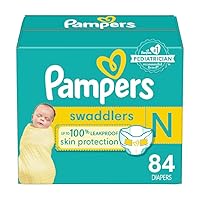 Pampers Swaddlers Diapers Newborn - Size 0, 84 Count, Ultra Soft Disposable Baby Diapers