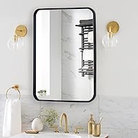24x36 Inch Bathroom Mirror with Thick Frame,Bathroom Mirror for Over Sink,Round Edge Frame Black Mirror,Vanity Mirror,Wall Mirrors Decorative,Barber Mirror for Bedroom,Bathroom,Living Room Mirror