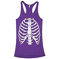 Threadrock Women's Skeleton Rib Cage Halloween Costume Racerback Tank Top