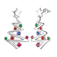 Aurora Tears Christmas Tree Necklaces 925 Sterling Sliver Birthstone Cubic Zirconia Christmas Tree Pendant Jewelry Gifts for Christmas Party DP0204