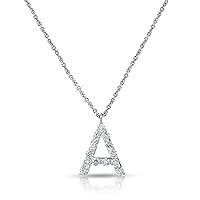 Lab-Grown Diamonds A Initial Necklace, 18K White Gold
