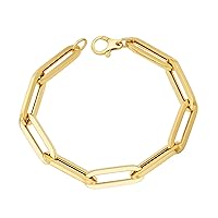 14K Yellow Gold Paperclip Bracelet, 8.2mm Thick, 8