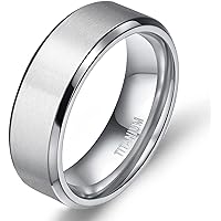 8mm Titanium Ring Wedding Bands for Men and Women Personalized Titanium Ring Anniversary Ring Comfort Fit Sizes 5-14 TRB184