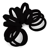 Seamless Hair Ties - Black - Extra Gentle Soft and Stretchy Nylon Fabric Ponytail Holders - 12 Count